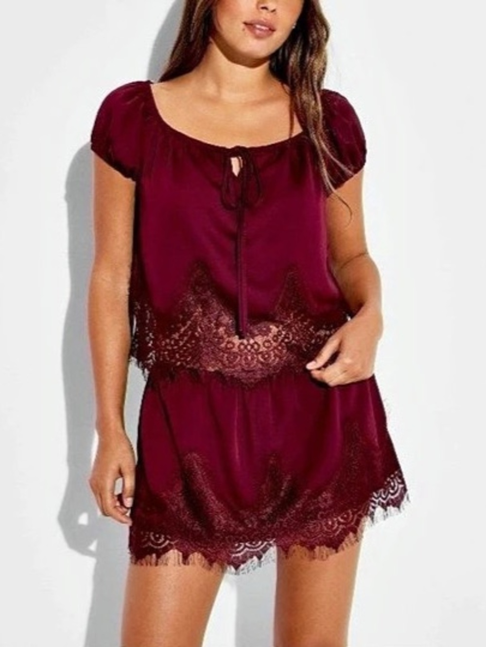 NWT Wild Fable Lace Trim Skort, Burgundy, Small